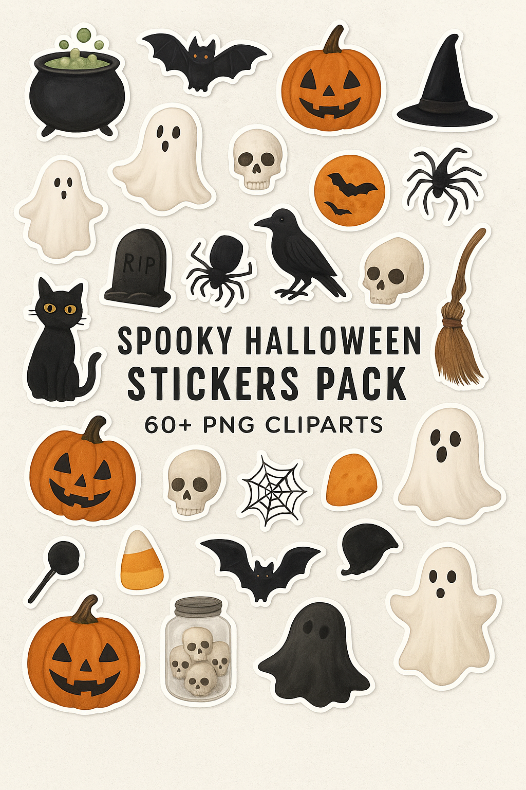 ChatGPT Image 10 oct. 2025, 00_41_26 Spooky Halloween Stickers Pack – 60+ PNG Cliparts for Canva, Journals & Social Media