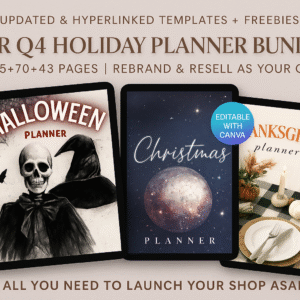 2025 Holiday Planner Bundle (Q4 Edition) – Halloween, Thanksgiving & Christmas Planner | Editable PDF |