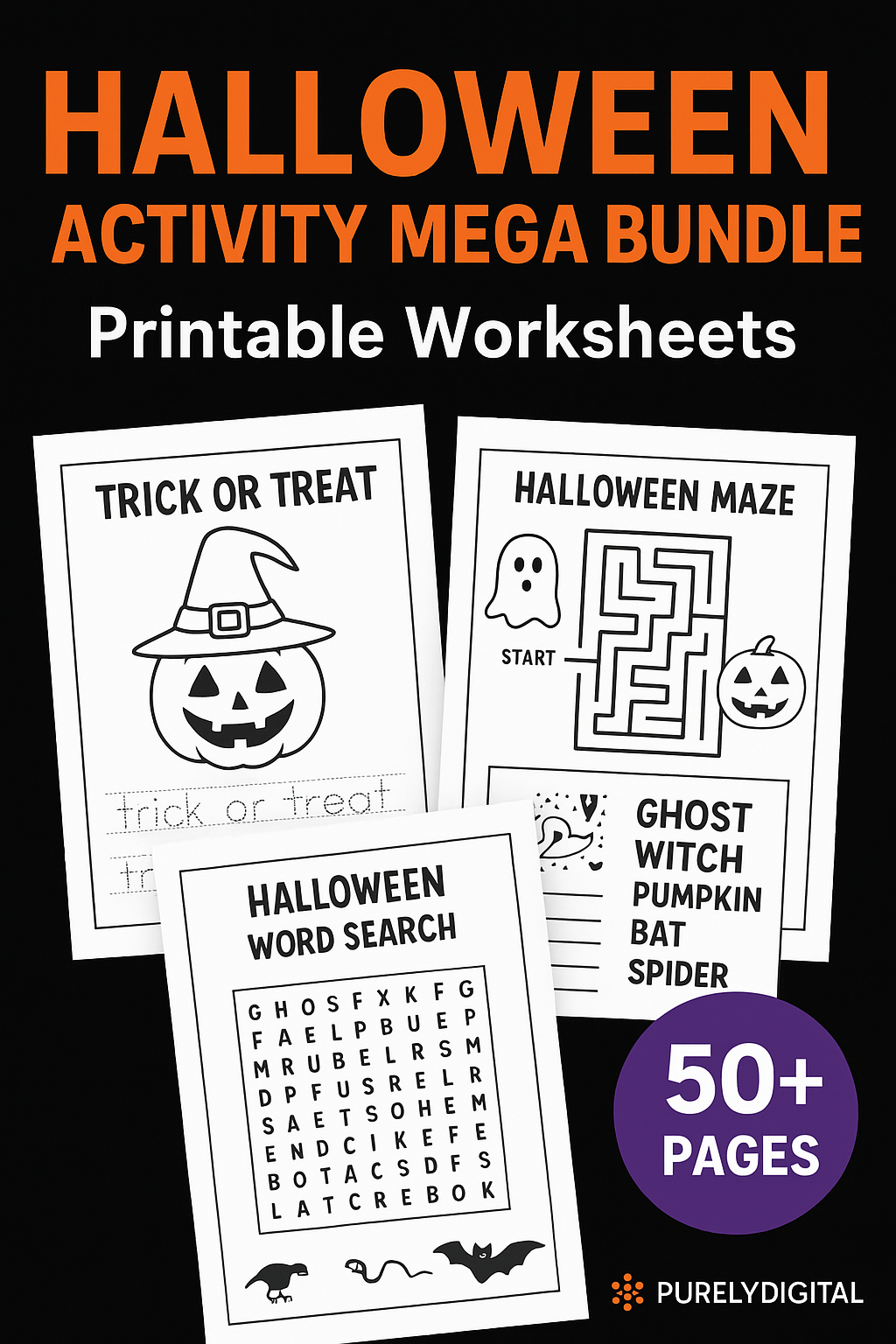 ChatGPT Image 7 oct. 2025, 14_55_16 Halloween Worksheet Bundle – 50+ Printable Kids Activities (Coloring, Games & Learning Pages) | Editable