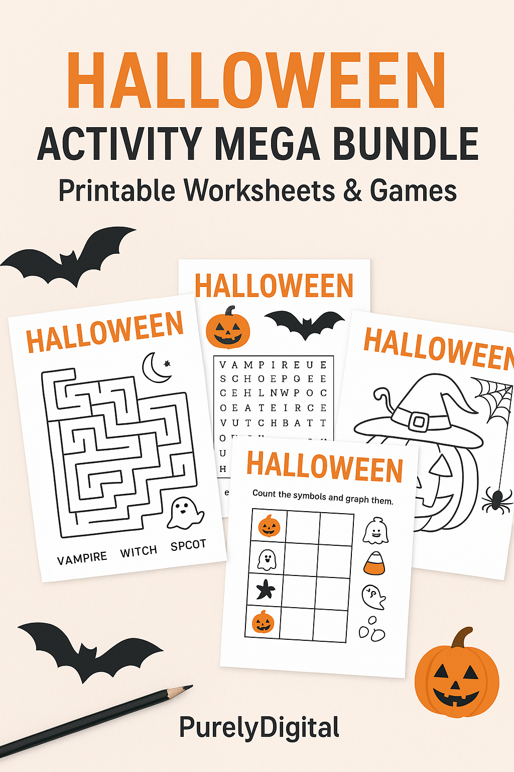 ChatGPT Image 8 oct. 2025, 02_10_40 Halloween Worksheet Bundle – 50+ Printable Kids Activities (Coloring, Games & Learning Pages) | Editable - Image 5