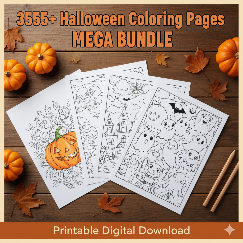 Generated Image October 09, 2025 - 1_28AM 3555+ Halloween Coloring Pages Mega Bundle β Printable Kids & Adult Coloring Sheets - Image 4