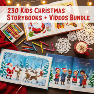 230 Kids Christmas Storybooks + Videos & Coloring Pages Bundle