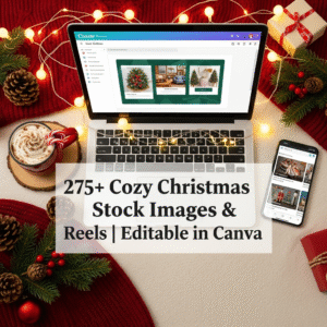 275+ Cozy Aesthetic Christmas Stock Images & Reels | Editable Canva Templates | Faceless Holiday Content Pack