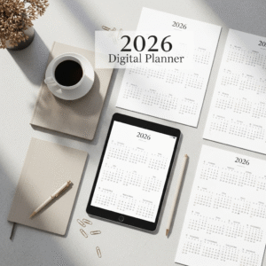 2026 Digital Planner – Minimalist GoodNotes & iPad Planner | Undated PDF | Daily, Weekly & Monthly Organizer