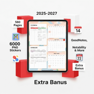 2025–2027 Digital Planner Bundle (Editable Canva Template + Commercial Use) | Hyperlinked & Undated Versions