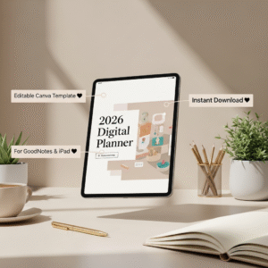 2026 digital planner – minimalist & editable agenda (goodnotes, notability, ipad)