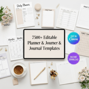 7500+ editable planner, journal & calendar templates – ready to use canva bundle