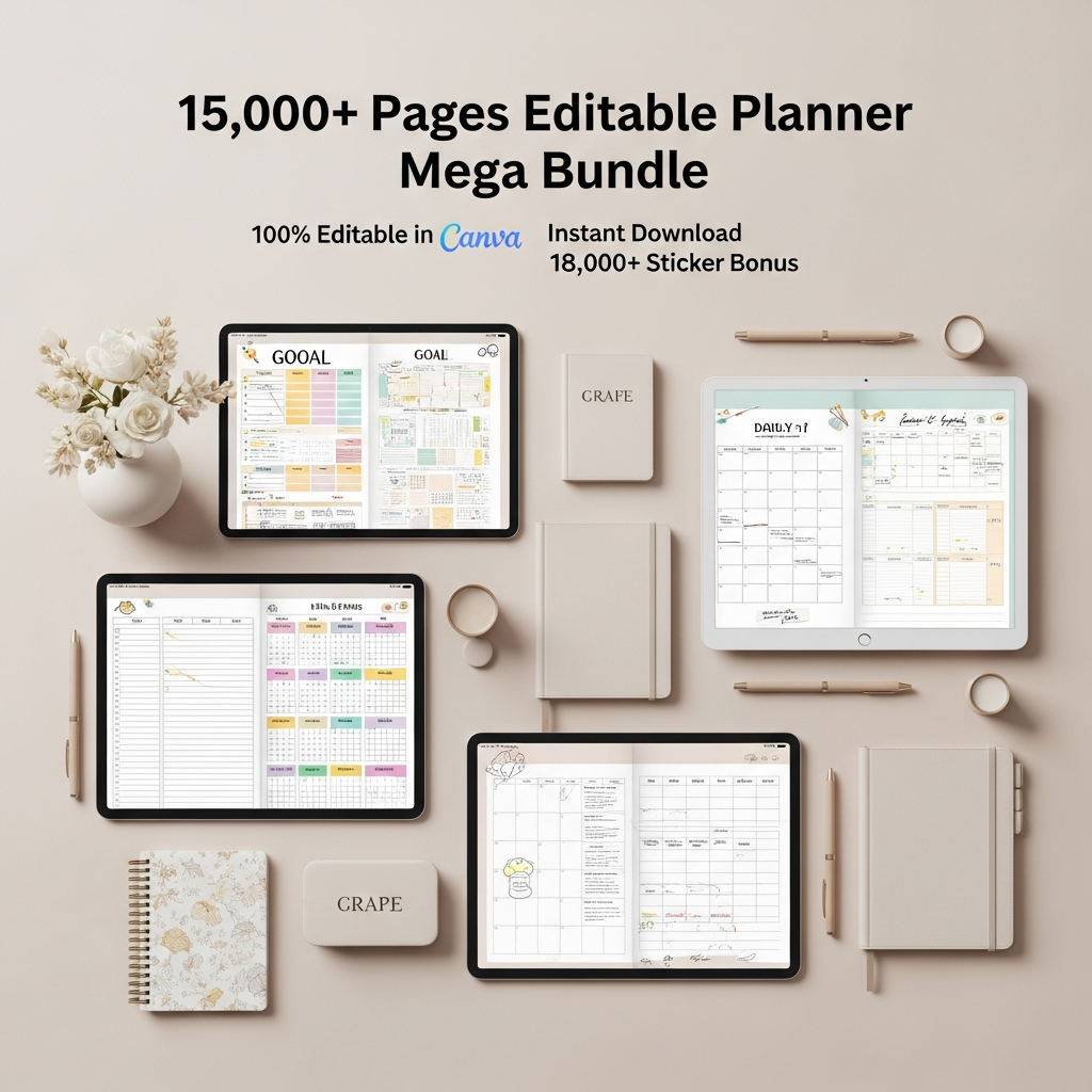 the ultimate aesthetic planner & journal creator kit – over 15,000 editable canva templates, 8,000 bonus stickers, and ready to use layouts to design, customize & launch your own beautiful planner collection the ultimate aesthetic planner & journal creator kit – over 15,000 editable canva templates, 8,000 bonus stickers, and ready to use layouts to design, customize & launch your own beautiful planner collection