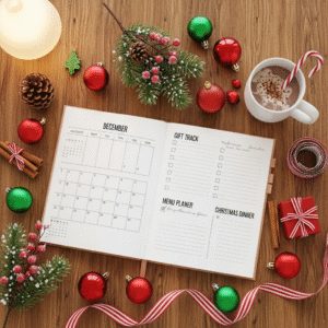 christmas planner 2025 – editable canva template & printable holiday organizer | gift tracker, meal planner, budget sheets