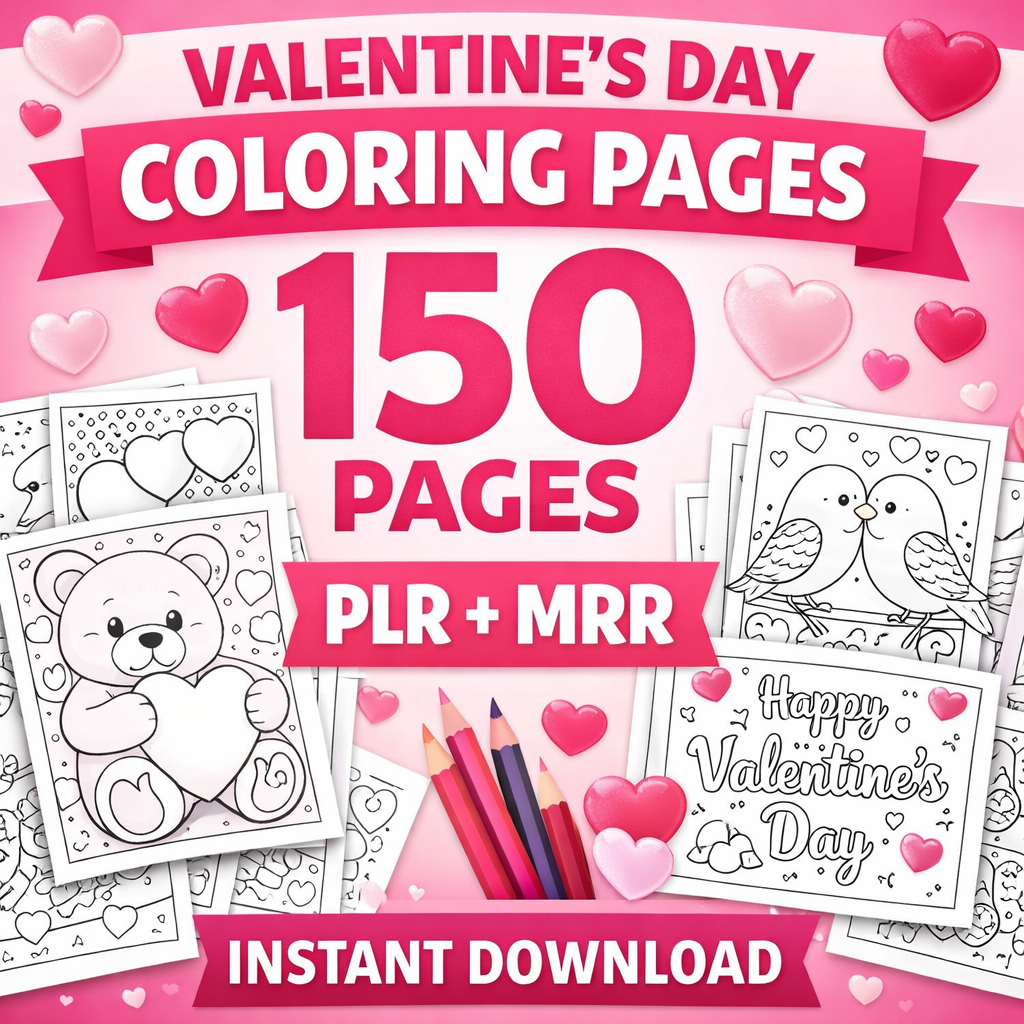 valentine’s day coloring pages bundle (plr + mrr) – 150 printable pages + canva editable valentine’s day coloring pages bundle (plr + mrr) – 150 printable pages + canva editable