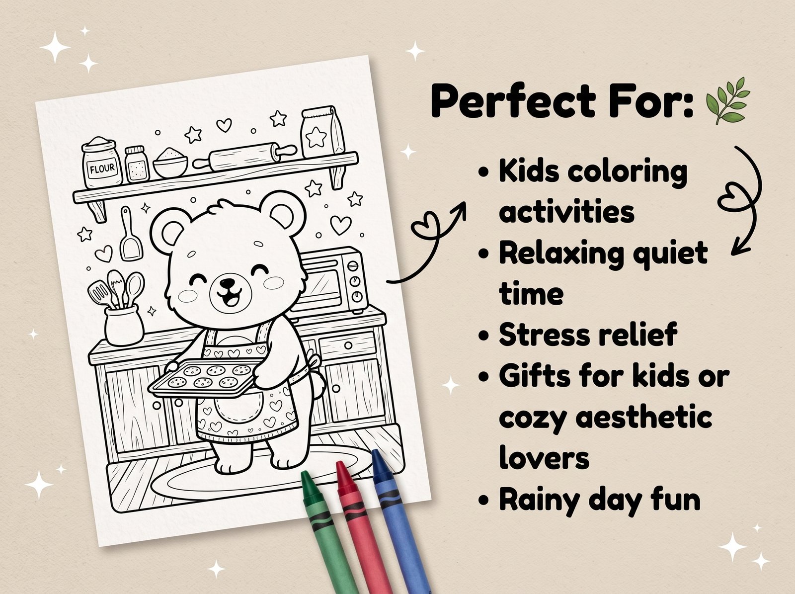 cozy friends 100 coloring pages printable pdf | kawaii bear bunny frog coloring book | instant download
