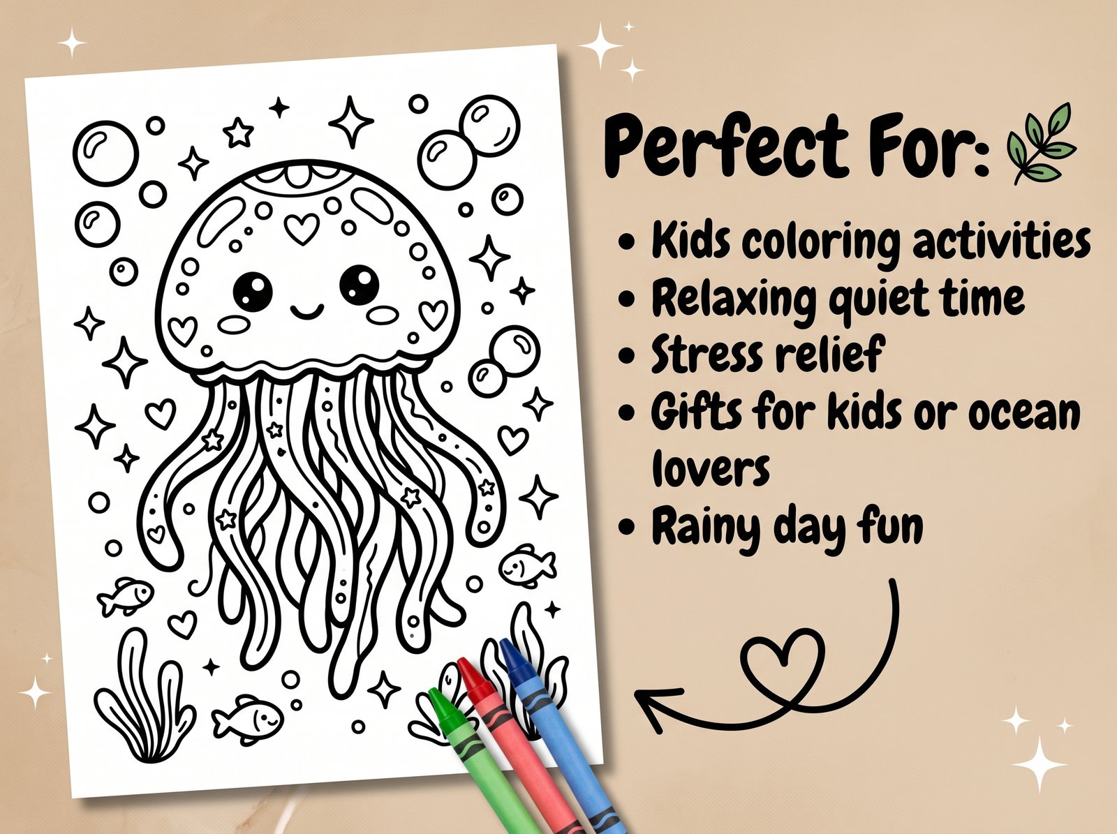 cute sea friends 100 coloring pages printable pdf | kawaii axolotl jellyfish ocean coloring book | instant download