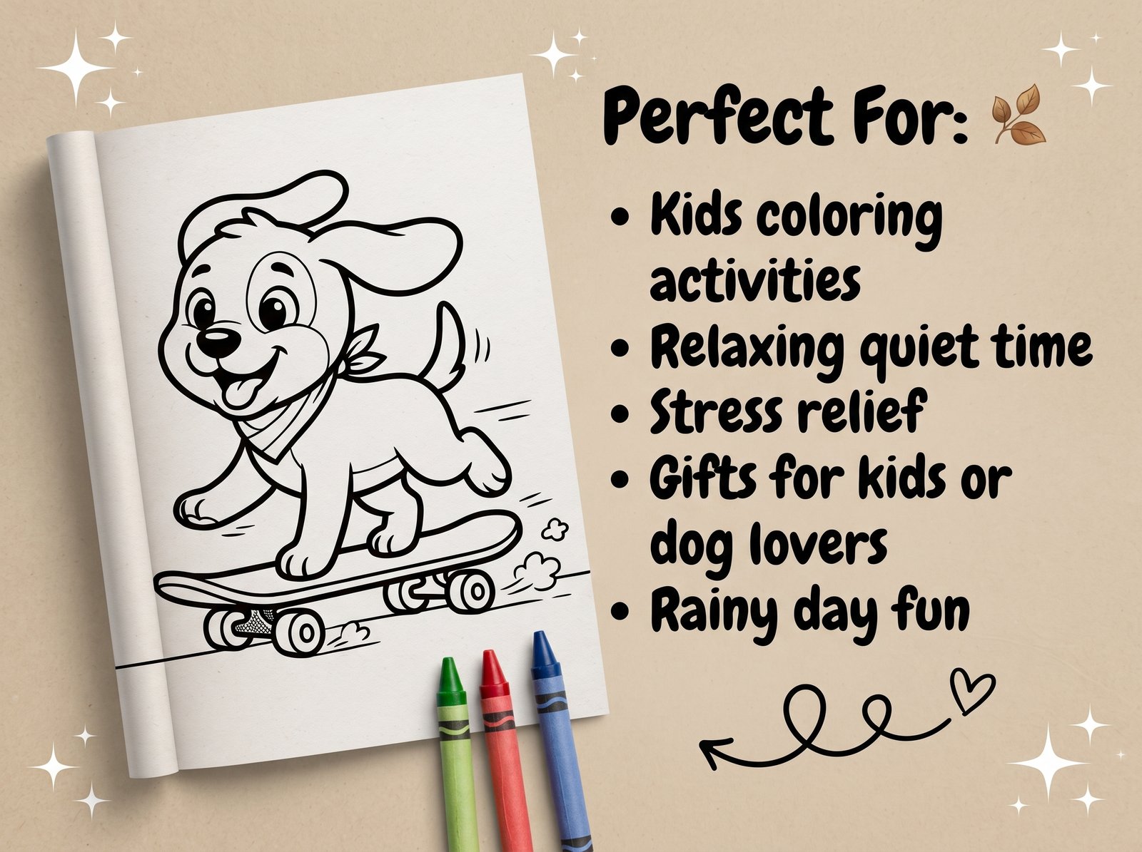 100 dog coloring pages printable pdf | cute dog breeds coloring book for kids & adults | instant download