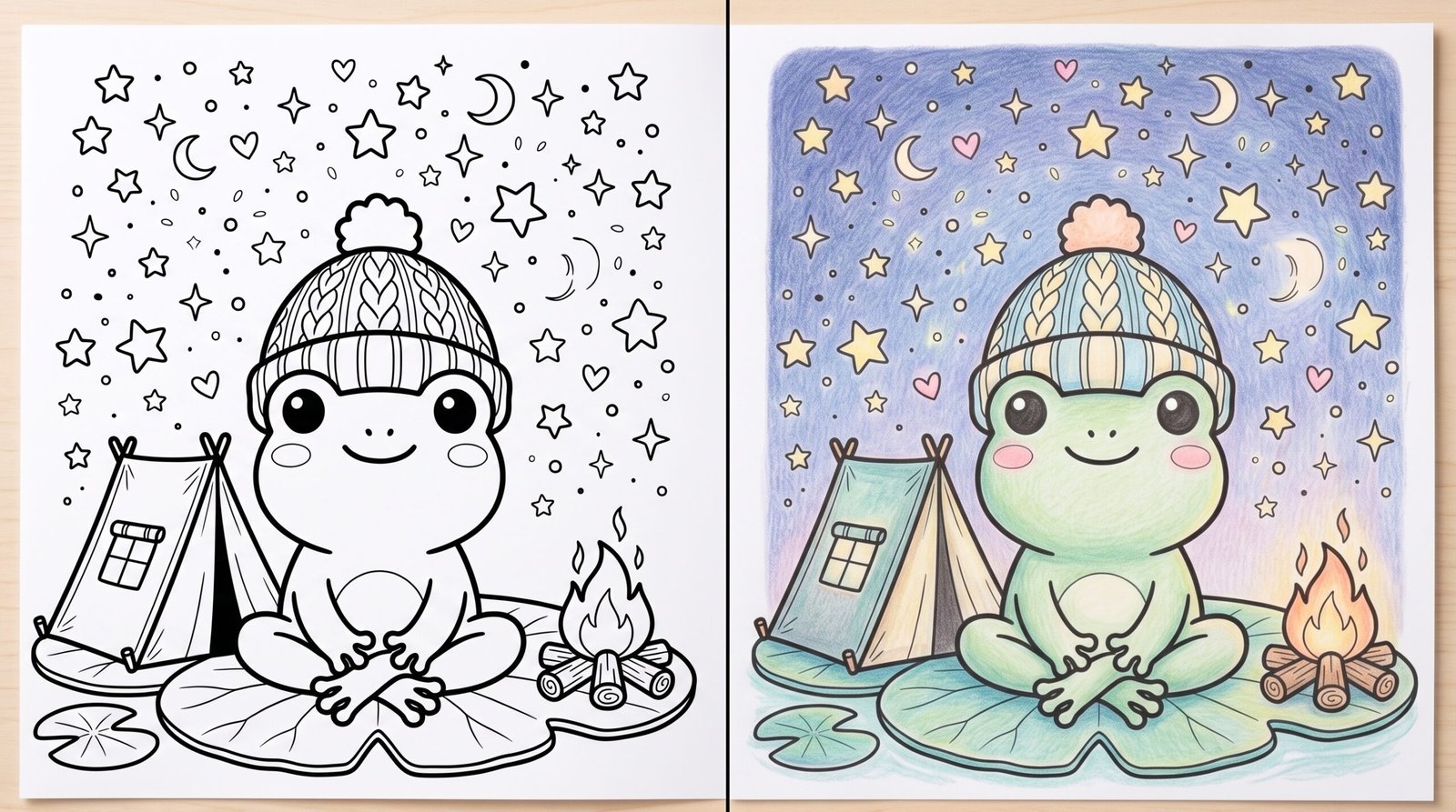 cozy friends 100 coloring pages printable pdf | kawaii bear bunny frog coloring book | instant download